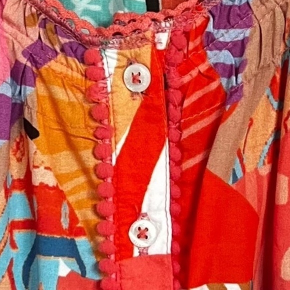 Tolani Colorful Multicolor Long Sleeve Tiered Pockets Button Front Dress Size L - Picture 8 of 9